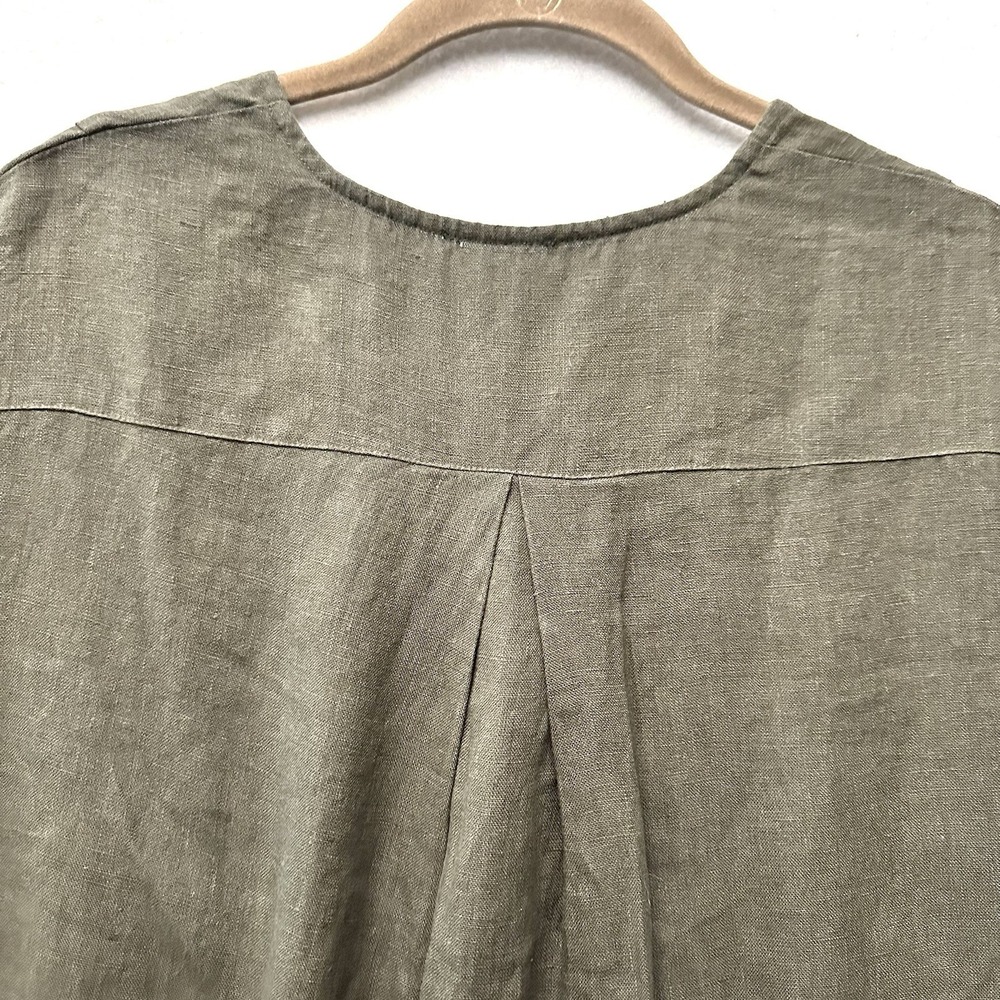 Ruti Drifter S/M Oversized 100% Linen Hi-lo Top Lagenlook Olive Artsy Nonchalant - Picture 12 of 12